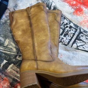 Brown Leather Knee-High Boots wide calf